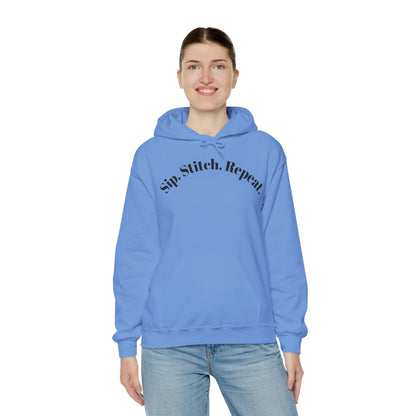 Sip. Stitch. Repeat.™ Hoodie – Cozy Crochet & Knitting Hoodie for Yarn Lovers | Crafting Pullover Sweatshirt