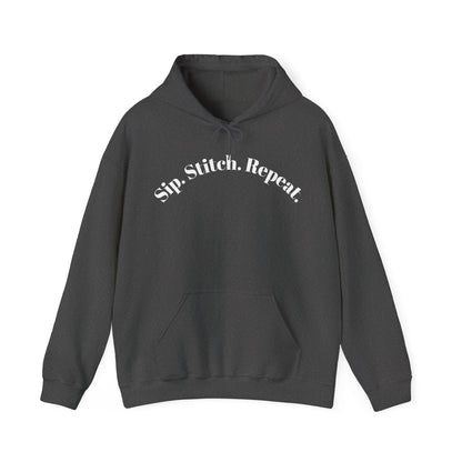 Sip. Stitch. Repeat.™ Hoodie – Cozy Crochet & Knitting Hoodie for Yarn Lovers | Crafting Pullover Sweatshirt