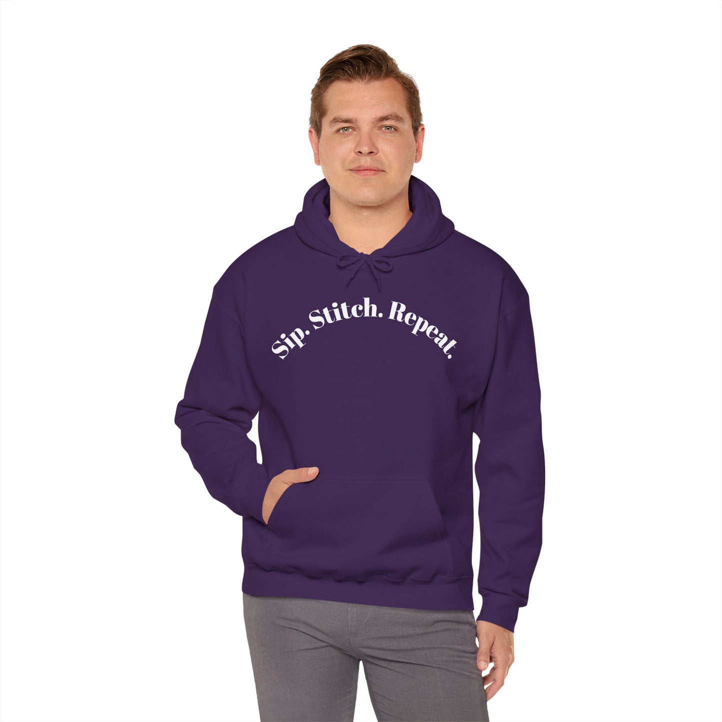 Sip. Stitch. Repeat.™ Hoodie – Cozy Crochet & Knitting Hoodie for Yarn Lovers | Crafting Pullover Sweatshirt