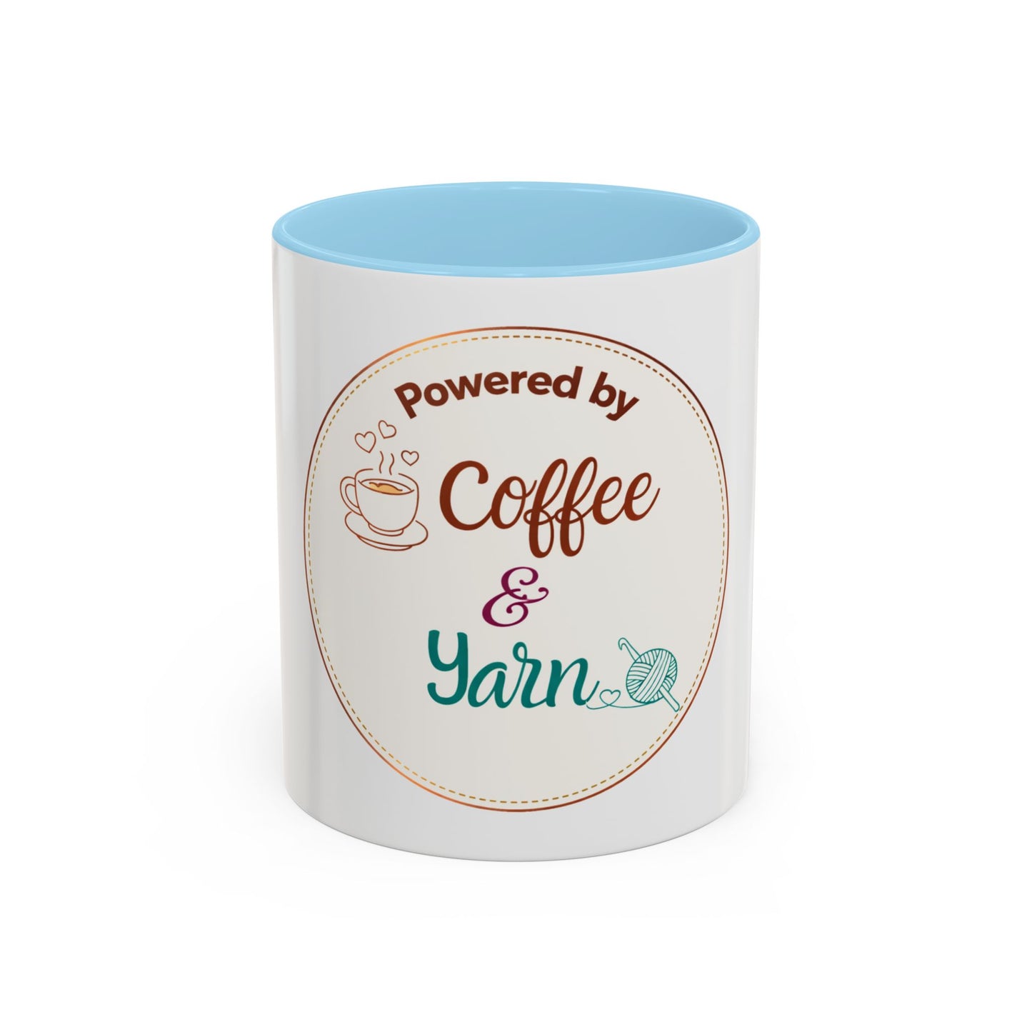 Powered by Coffee & Yarn Mug – Crochet Lover Coffee Cup | Knitting & Yarn Gift for Crocheters | Cozy Crafter Mug 11oz 15oz