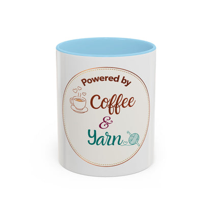 Powered by Coffee & Yarn Mug – Crochet Lover Coffee Cup | Knitting & Yarn Gift for Crocheters | Cozy Crafter Mug 11oz 15oz