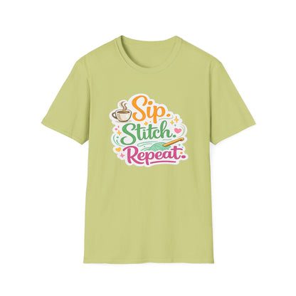 Sip. Stitch. Repeat.™ T-Shirt — Cute Crochet Knitting Crafter Tee