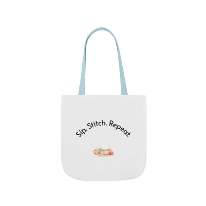 Sip. Stitch. Repeat.™ Tote Bag  for Crochet Knitting Yarn Lover Crafter Project Bag