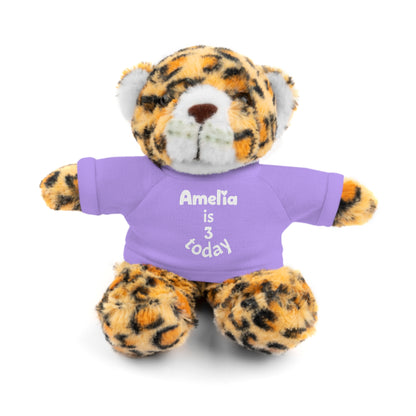 Personalized Birthday Plush Animal – Custom Name & Age Teddy, Bunny, Lion, Panda Gift for Kids