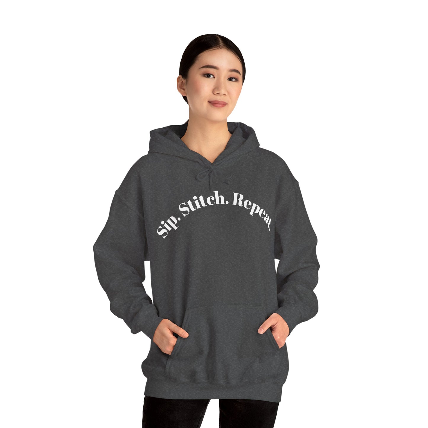 Sip. Stitch. Repeat.™ Hoodie – Cozy Crochet & Knitting Hoodie for Yarn Lovers | Crafting Pullover Sweatshirt