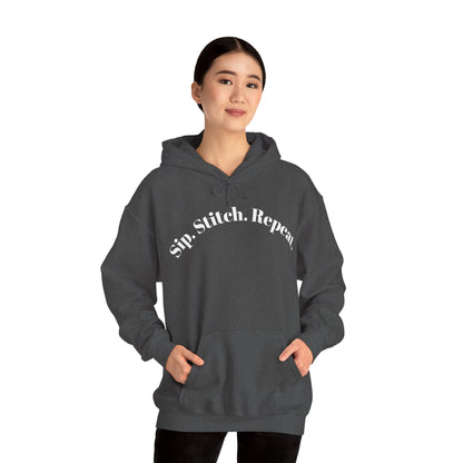 Sip. Stitch. Repeat.™ Hoodie – Cozy Crochet & Knitting Hoodie for Yarn Lovers | Crafting Pullover Sweatshirt