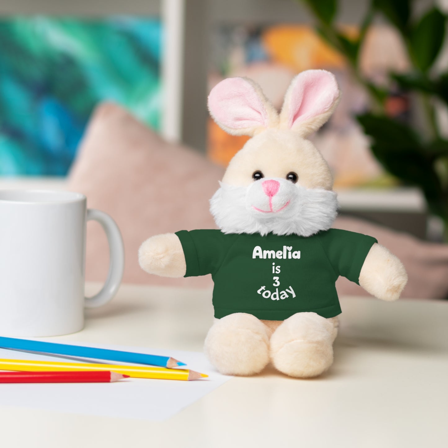 Personalized Birthday Plush Animal – Custom Name & Age Teddy, Bunny, Lion, Panda Gift for Kids