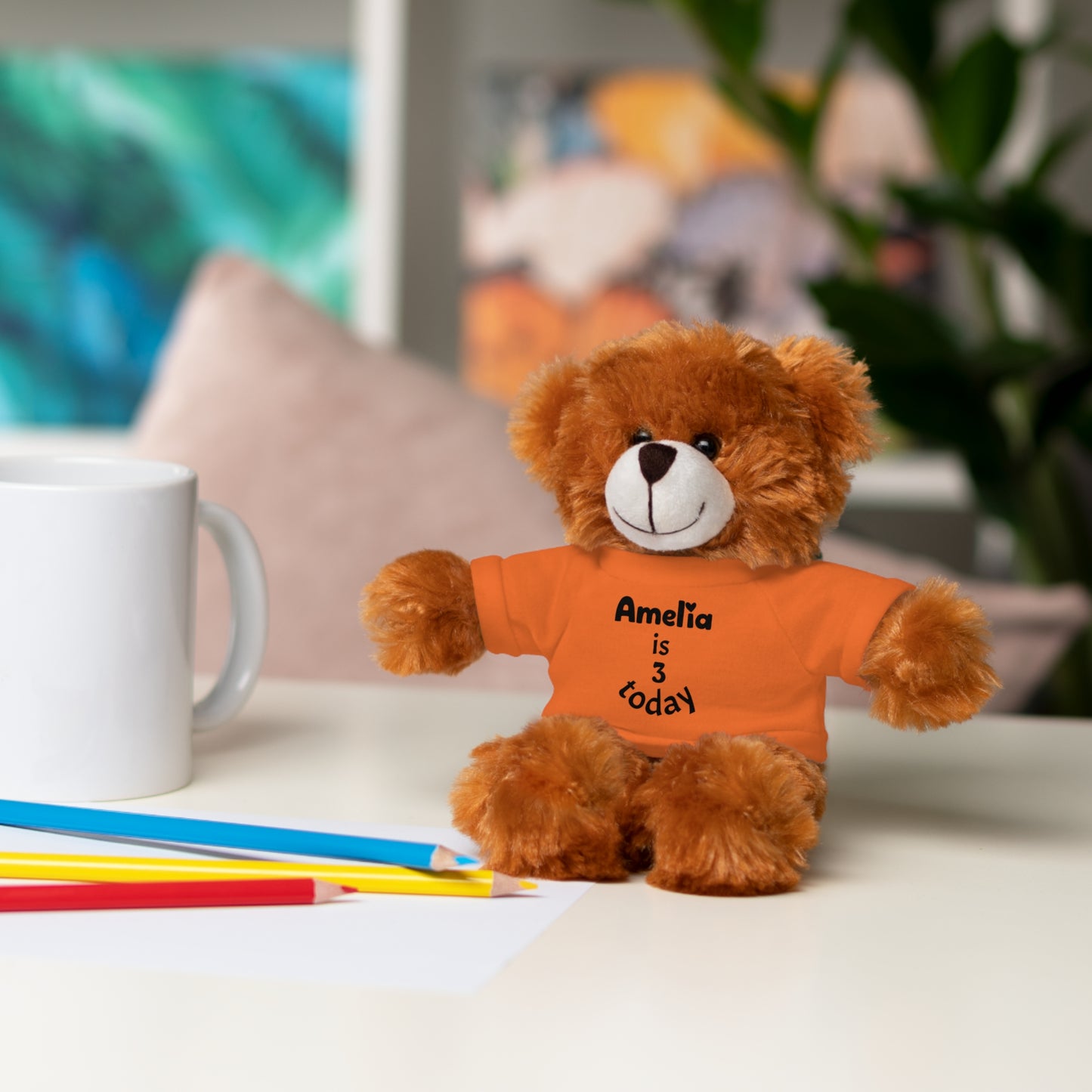 Personalized Birthday Plush Animal – Custom Name & Age Teddy, Bunny, Lion, Panda Gift for Kids