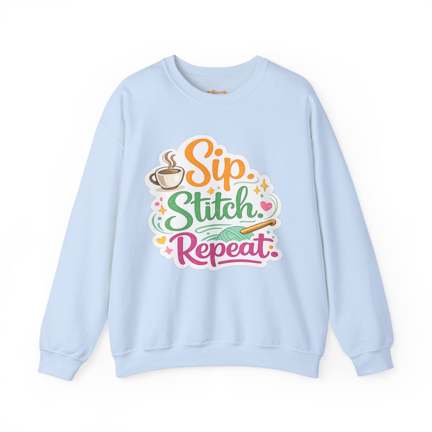 Sip. Stitch. Repeat.™ Sweatshirt — Cozy Maker Crewneck