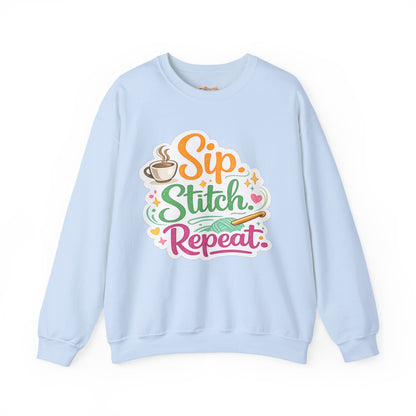 Sip. Stitch. Repeat.™ Sweatshirt — Cozy Maker Crewneck