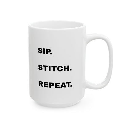 This Mom Runs on Coffee Yarn Love Mug – Crochet Mom Gift – Sip Stitch Repeat Coffee Cup – Knitting Crochet Lover Mug – Mother’s Day Gift