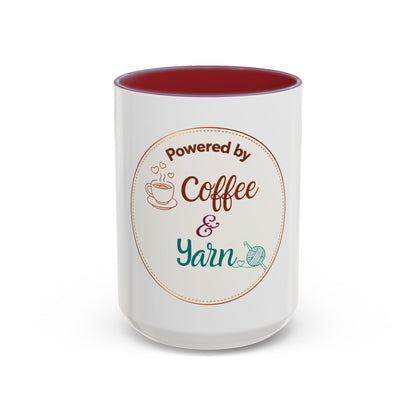 Powered by Coffee & Yarn Mug – Crochet Lover Coffee Cup | Knitting & Yarn Gift for Crocheters | Cozy Crafter Mug 11oz 15oz