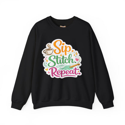Sip. Stitch. Repeat.™ Sweatshirt — Cozy Maker Crewneck