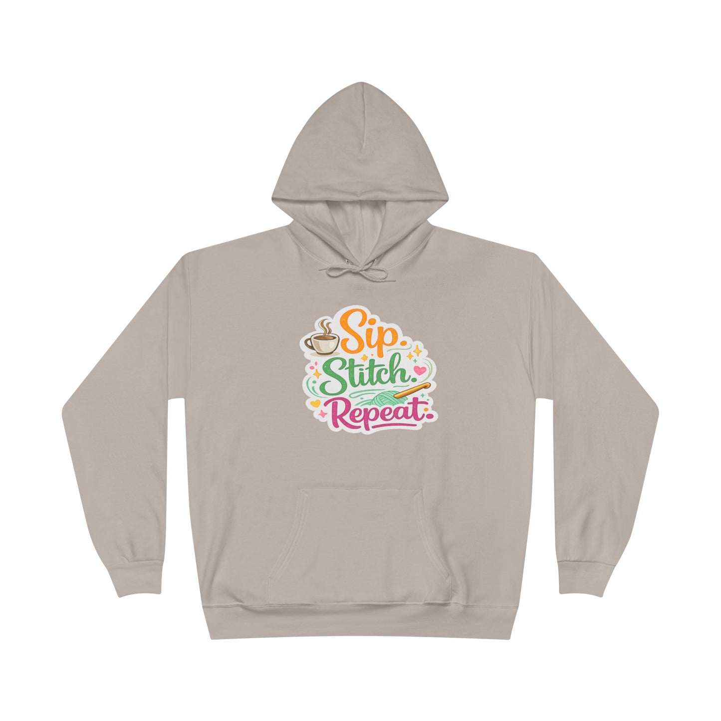 Sip. Stitch. Repeat.™ Hoodie – Cozy Crochet & Coffee Pullover for Makers | Yarn Lover Craft Hoodie