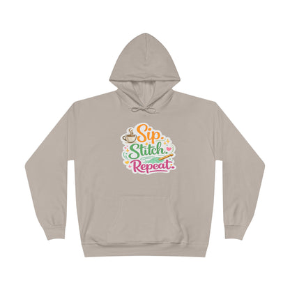 Sip. Stitch. Repeat.™ Hoodie – Cozy Crochet & Coffee Pullover for Makers | Yarn Lover Craft Hoodie