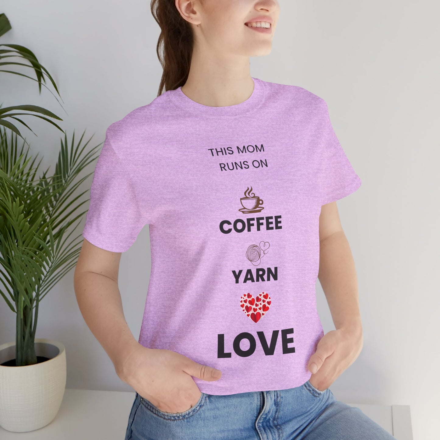 Coffee Yarn Love T-Shirt – This Mom Runs on Coffee & Yarn Tee, Crochet Lover Gift, Knitting Mom Shirt, Mother Grandma Aunt Gift Idea