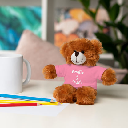 Personalized Birthday Plush Animal – Custom Name & Age Teddy, Bunny, Lion, Panda Gift for Kids