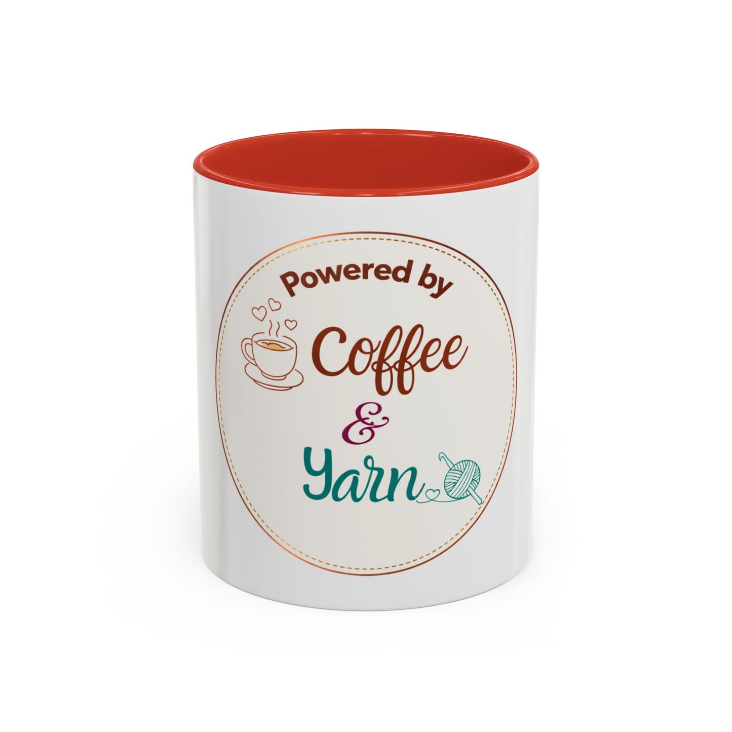 Powered by Coffee & Yarn Mug – Crochet Lover Coffee Cup | Knitting & Yarn Gift for Crocheters | Cozy Crafter Mug 11oz 15oz