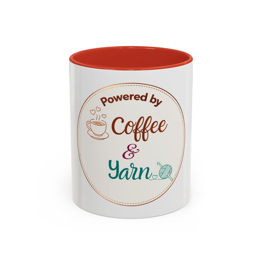Powered by Coffee & Yarn Mug – Crochet Lover Coffee Cup | Knitting & Yarn Gift for Crocheters | Cozy Crafter Mug 11oz 15oz