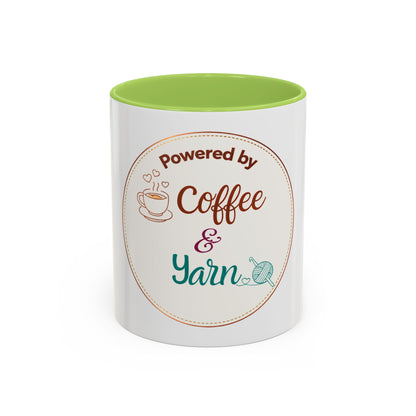 Powered by Coffee & Yarn Mug – Crochet Lover Coffee Cup | Knitting & Yarn Gift for Crocheters | Cozy Crafter Mug 11oz 15oz