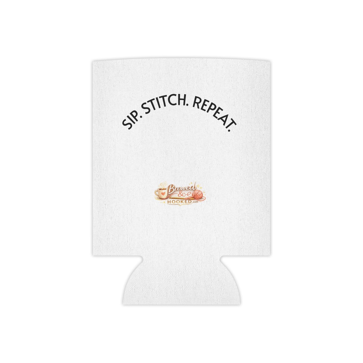 Sip Stitch Repeat™ Can Cooler – Crochet & Knitting Lover Drink Cozy for Craft Nights & Coffee Breaks
