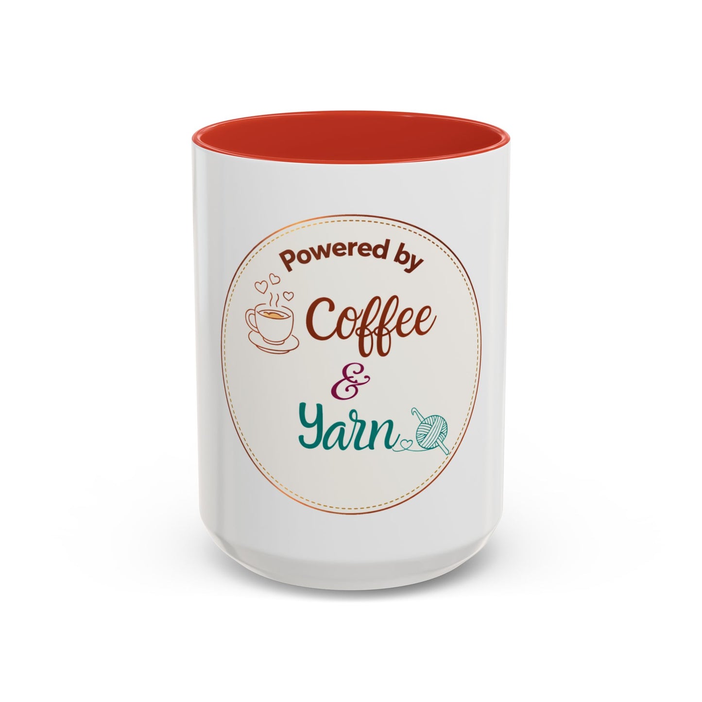 Powered by Coffee & Yarn Mug – Crochet Lover Coffee Cup | Knitting & Yarn Gift for Crocheters | Cozy Crafter Mug 11oz 15oz