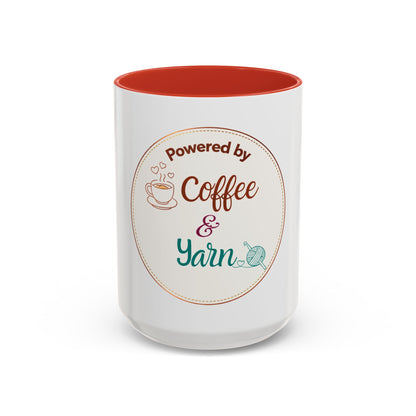 Powered by Coffee & Yarn Mug – Crochet Lover Coffee Cup | Knitting & Yarn Gift for Crocheters | Cozy Crafter Mug 11oz 15oz
