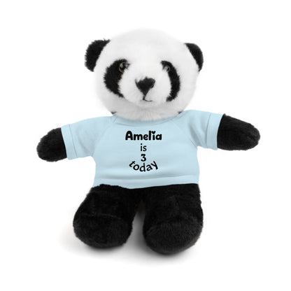 Personalized Birthday Plush Animal – Custom Name & Age Teddy, Bunny, Lion, Panda Gift for Kids