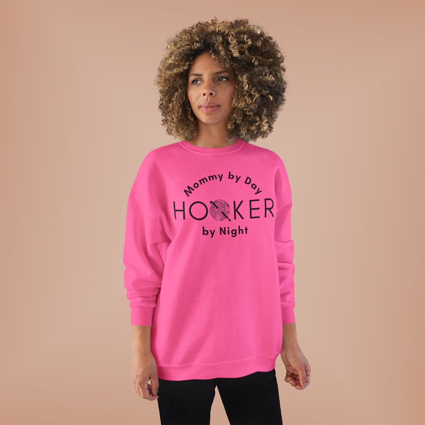 Mommy by Day Hooker by Night Sweatshirt – Funny Crochet Sweatshirt, Yarn Lover Gift, Crochet Humor Crewneck