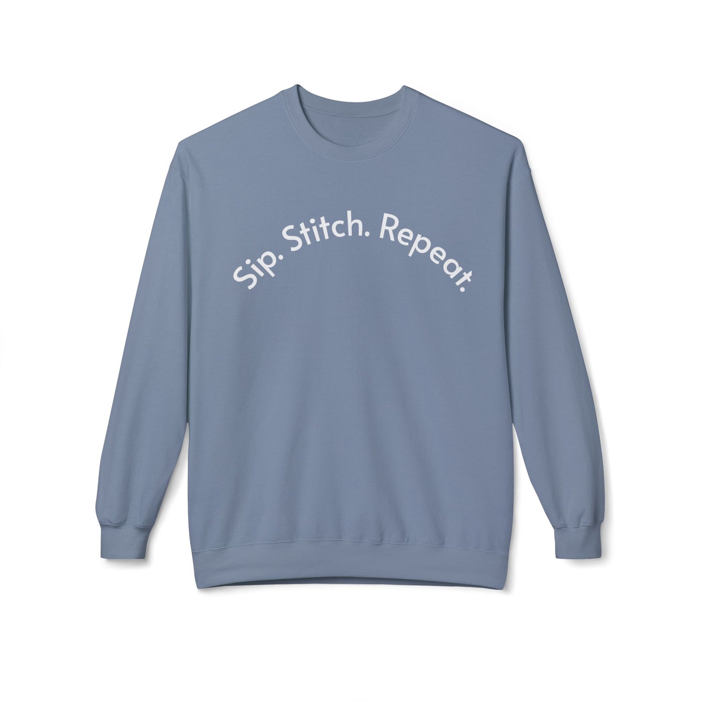 Sip Stitch Repeat™ Crochet & Knitting Sweatshirt – Brewed & Hooked Cozy Crewneck for Yarn Lovers, Coffee & Crochet Gift