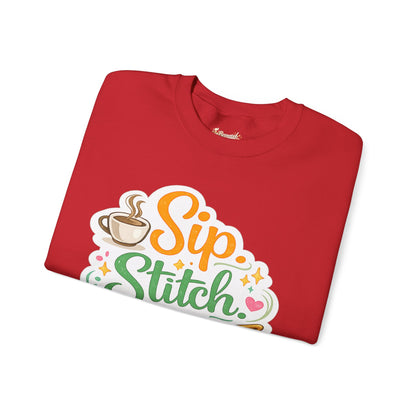 Sip. Stitch. Repeat.™ Sweatshirt — Cozy Maker Crewneck