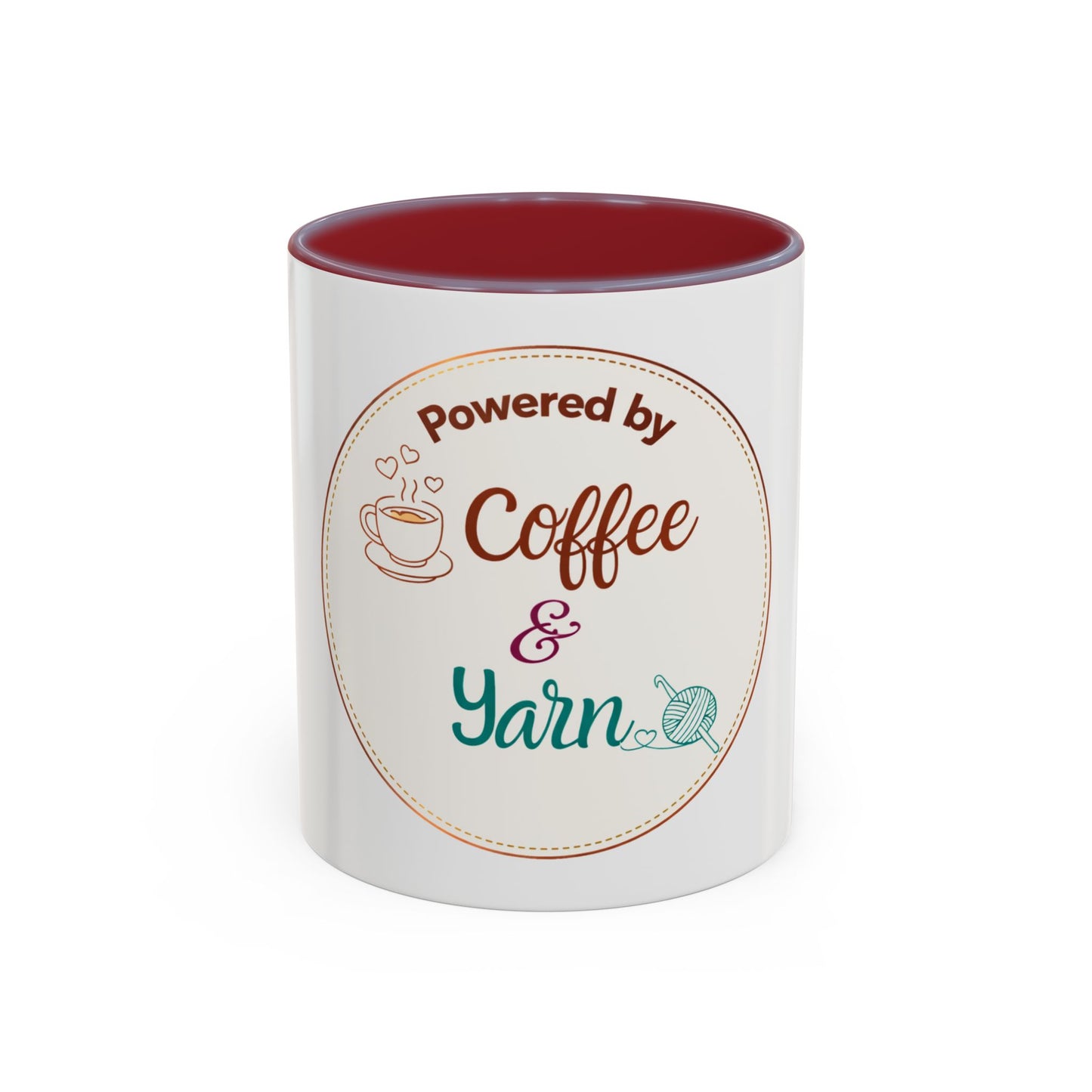 Powered by Coffee & Yarn Mug – Crochet Lover Coffee Cup | Knitting & Yarn Gift for Crocheters | Cozy Crafter Mug 11oz 15oz