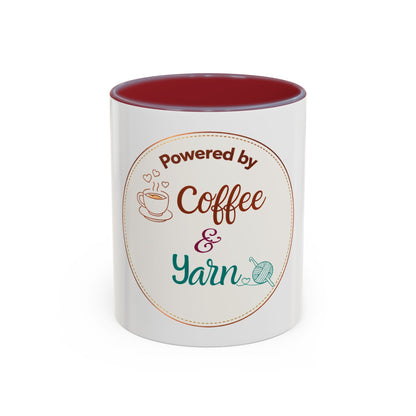 Powered by Coffee & Yarn Mug – Crochet Lover Coffee Cup | Knitting & Yarn Gift for Crocheters | Cozy Crafter Mug 11oz 15oz