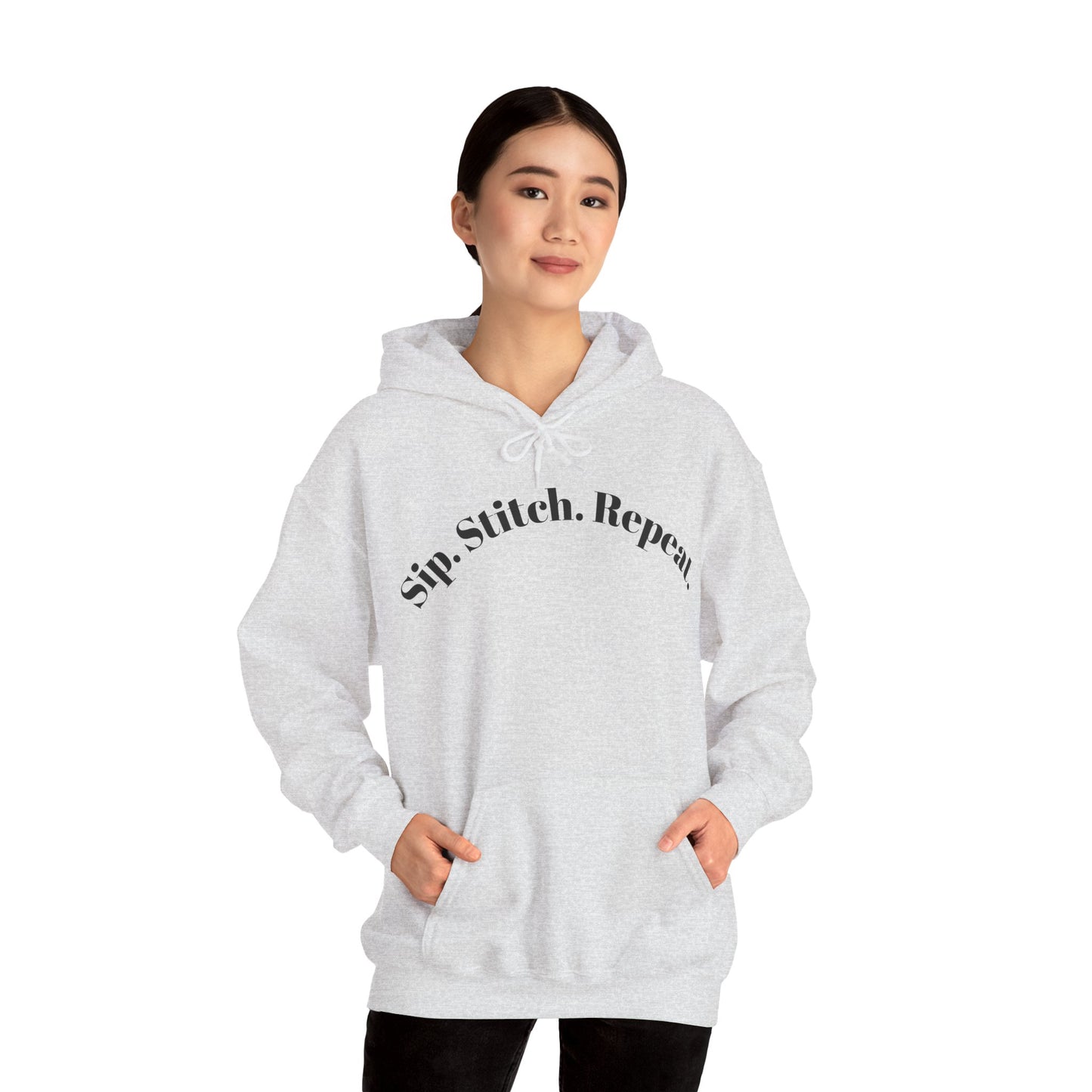 Sip. Stitch. Repeat.™ Hoodie – Cozy Crochet & Knitting Hoodie for Yarn Lovers | Crafting Pullover Sweatshirt