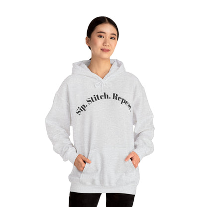 Sip. Stitch. Repeat.™ Hoodie – Cozy Crochet & Knitting Hoodie for Yarn Lovers | Crafting Pullover Sweatshirt