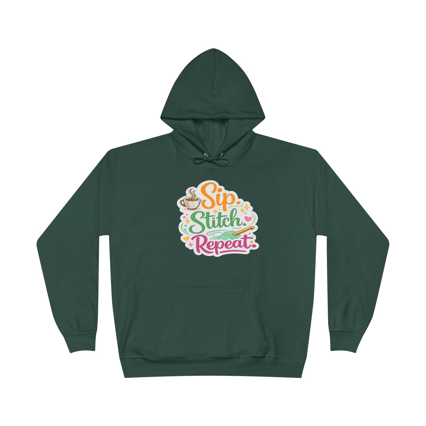 Sip. Stitch. Repeat.™ Hoodie – Cozy Crochet & Coffee Pullover for Makers | Yarn Lover Craft Hoodie