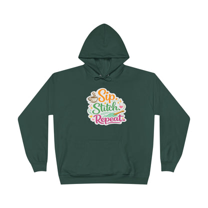 Sip. Stitch. Repeat.™ Hoodie – Cozy Crochet & Coffee Pullover for Makers | Yarn Lover Craft Hoodie