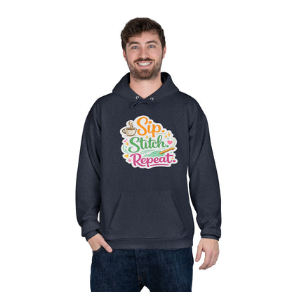 Sip. Stitch. Repeat.™ Hoodie – Cozy Crochet & Coffee Pullover for Makers | Yarn Lover Craft Hoodie