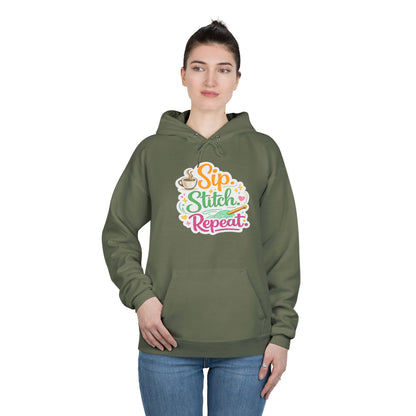 Sip. Stitch. Repeat.™ Hoodie – Cozy Crochet & Coffee Pullover for Makers | Yarn Lover Craft Hoodie
