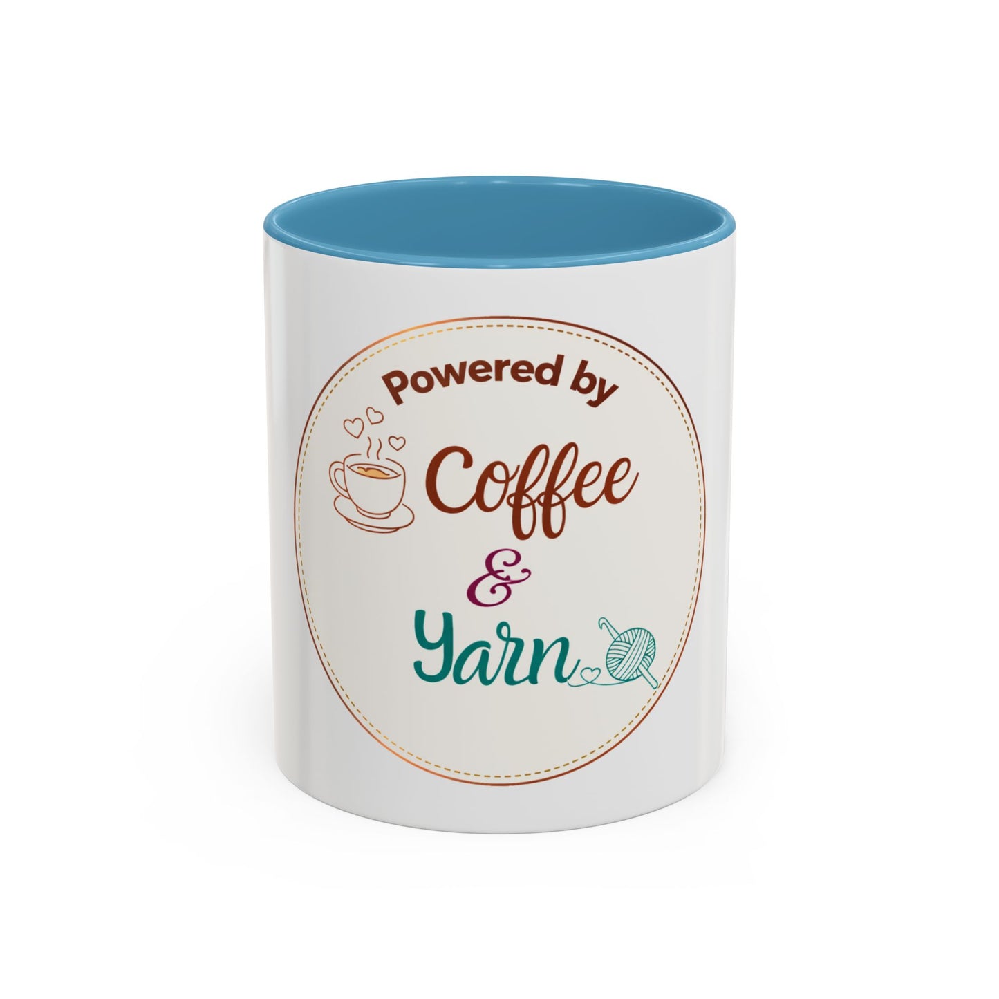 Powered by Coffee & Yarn Mug – Crochet Lover Coffee Cup | Knitting & Yarn Gift for Crocheters | Cozy Crafter Mug 11oz 15oz
