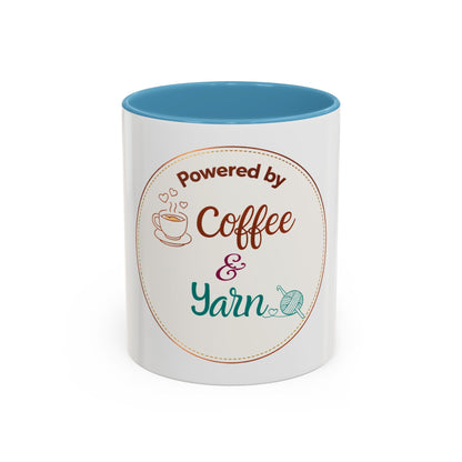 Powered by Coffee & Yarn Mug – Crochet Lover Coffee Cup | Knitting & Yarn Gift for Crocheters | Cozy Crafter Mug 11oz 15oz