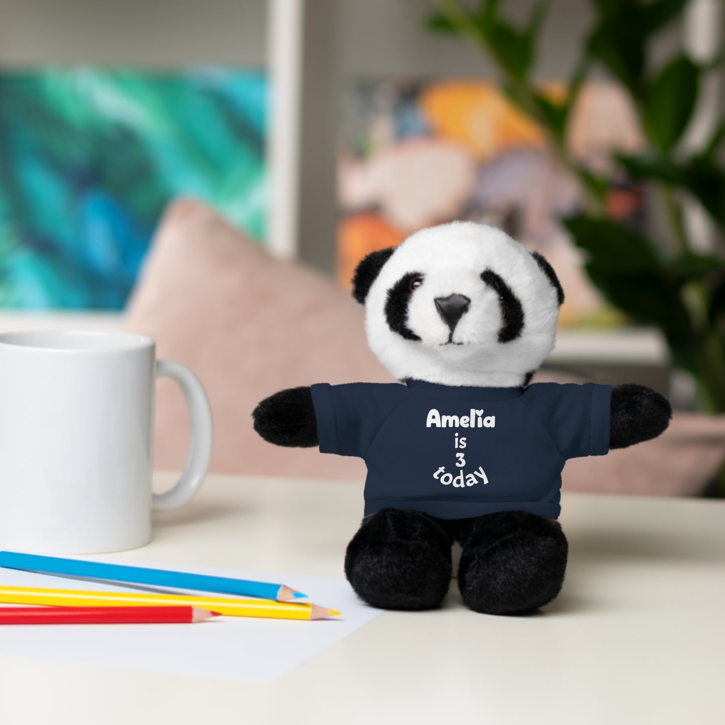 Personalized Birthday Plush Animal – Custom Name & Age Teddy, Bunny, Lion, Panda Gift for Kids