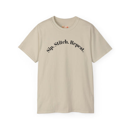 Sip. Stitch. Repeat.™ Shirt – Crochet & Knitting Lover Vintage Tee | Yarn Lover Gift | Cozy Crafter T-Shirt
