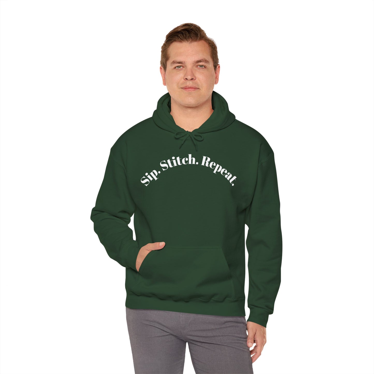 Sip. Stitch. Repeat.™ Hoodie – Cozy Crochet & Knitting Hoodie for Yarn Lovers | Crafting Pullover Sweatshirt