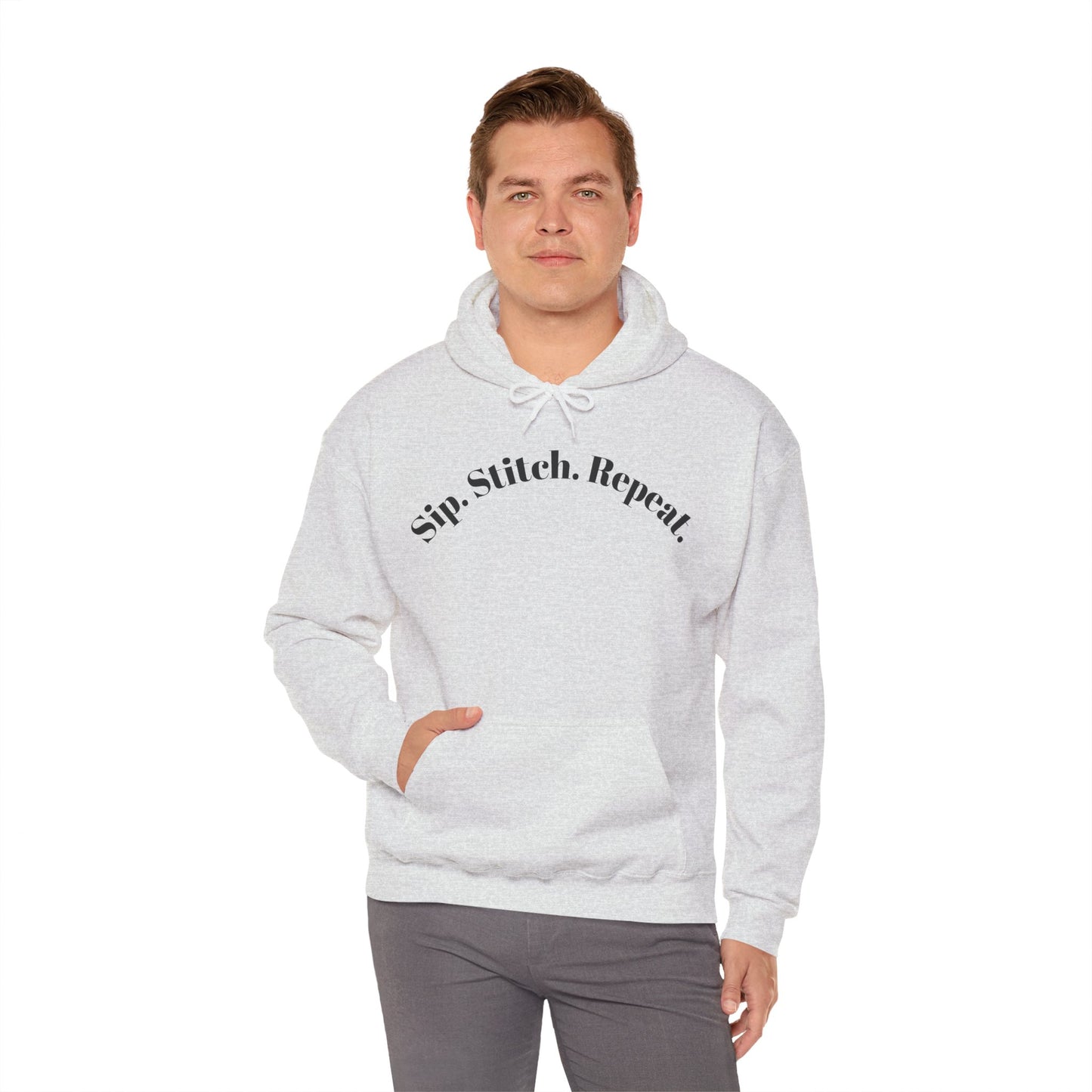 Sip. Stitch. Repeat.™ Hoodie – Cozy Crochet & Knitting Hoodie for Yarn Lovers | Crafting Pullover Sweatshirt