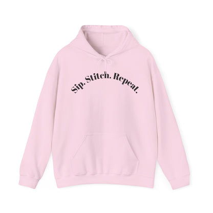 Sip. Stitch. Repeat.™ Hoodie – Cozy Crochet & Knitting Hoodie for Yarn Lovers | Crafting Pullover Sweatshirt
