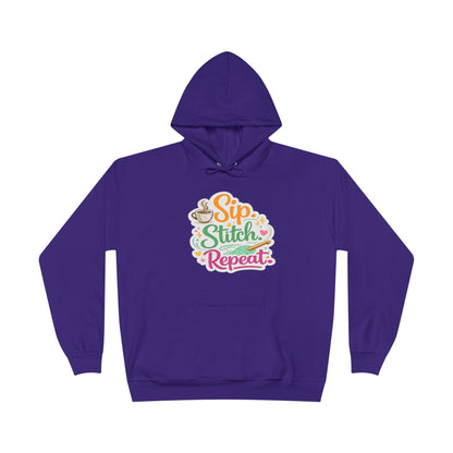 Sip. Stitch. Repeat.™ Hoodie – Cozy Crochet & Coffee Pullover for Makers | Yarn Lover Craft Hoodie
