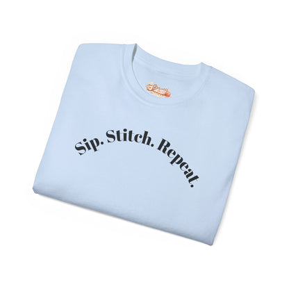 Sip. Stitch. Repeat.™ Shirt – Crochet & Knitting Lover Vintage Tee | Yarn Lover Gift | Cozy Crafter T-Shirt