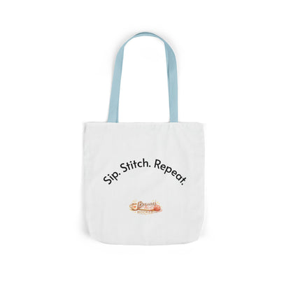 Sip. Stitch. Repeat.™ Tote Bag  for Crochet Knitting Yarn Lover Crafter Project Bag