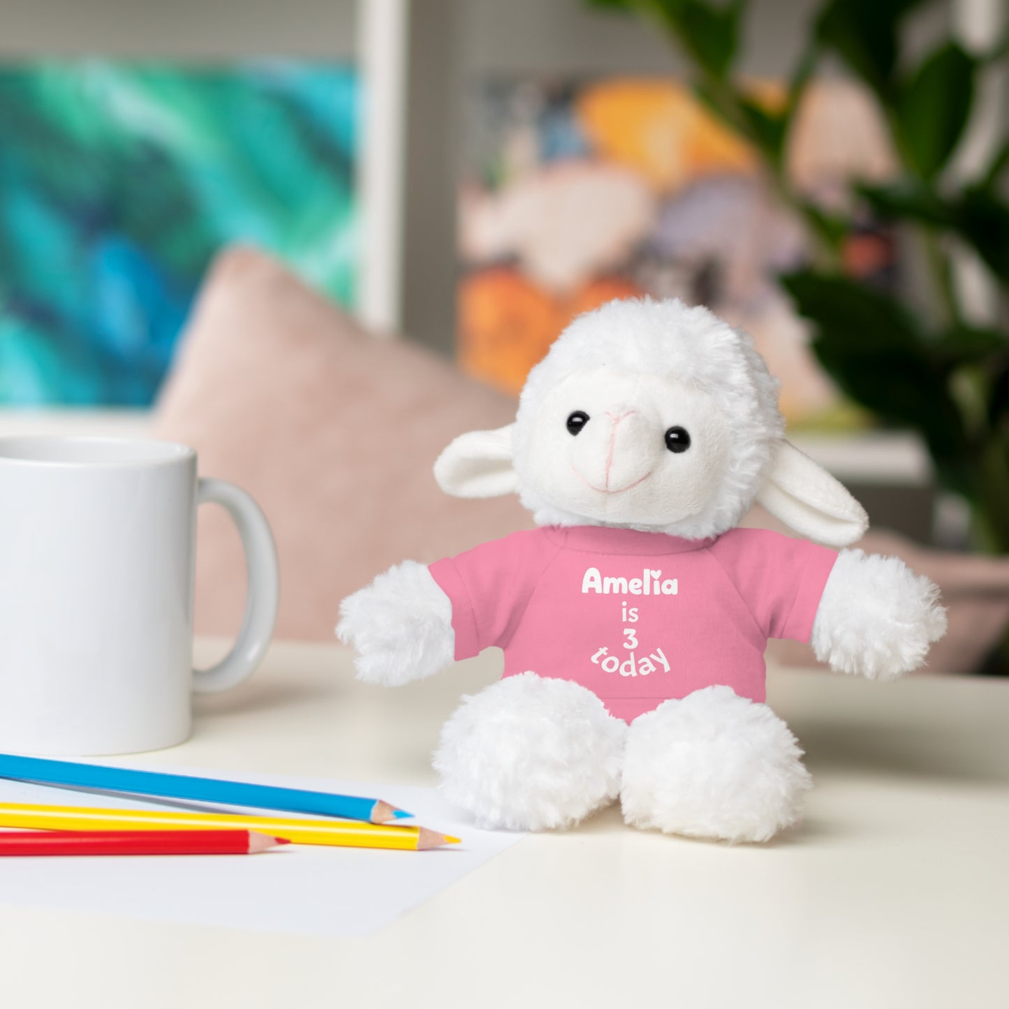 Personalized Birthday Plush Animal – Custom Name & Age Teddy, Bunny, Lion, Panda Gift for Kids